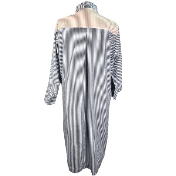 Matthildur Midi Shirt Long Tunic Dress Size 4 Large Striped Lagenlook Artsy - Picture 8 of 13